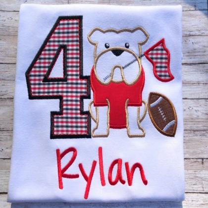 Bulldog Birthday Shirt / Embroidered Birthday..