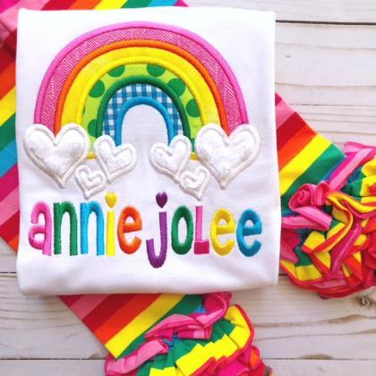 Rainbow Shirt / Embroidered Girly Rainbow Shirt /..