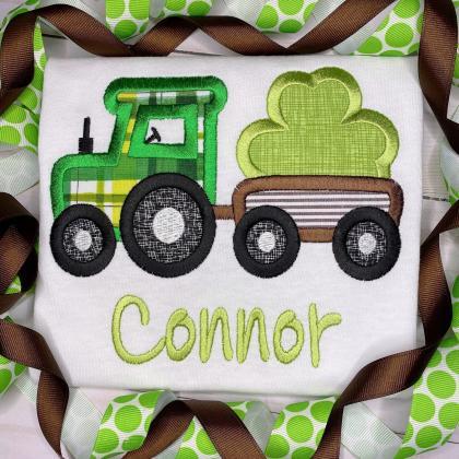 St. Patrick’s Day Shirt / Embroidered Tractor..