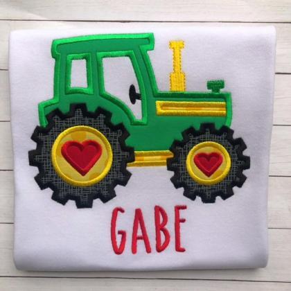 Valentine Tractor Shirt / Embroidered Valentine..