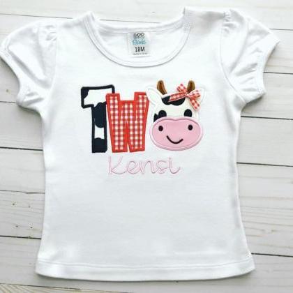 Cow Birthday Shirt / Embroidered Birthday Shirt /..