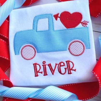 Valentine Truck Shirt / Embroidered Valentine..