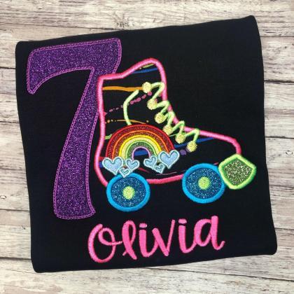 Neon Birthday Shirt / Roller Skate Birthday Shirt..