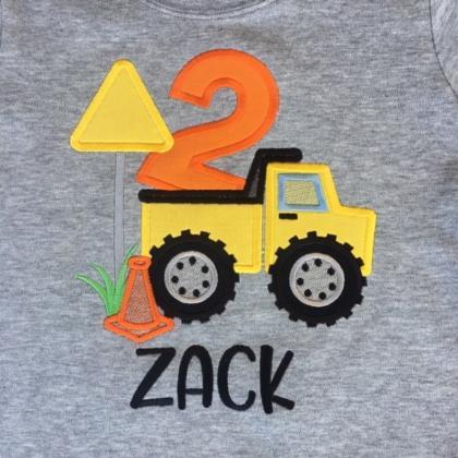 Dump Truck Birthday Shirt / Embroidered Birthday..