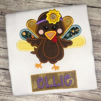 Thanksgiving Turkey Shirt / Embroidered..