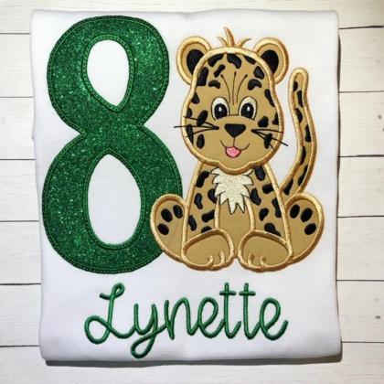 Cheetah Birthday Shirt / Embroidered Birthday..