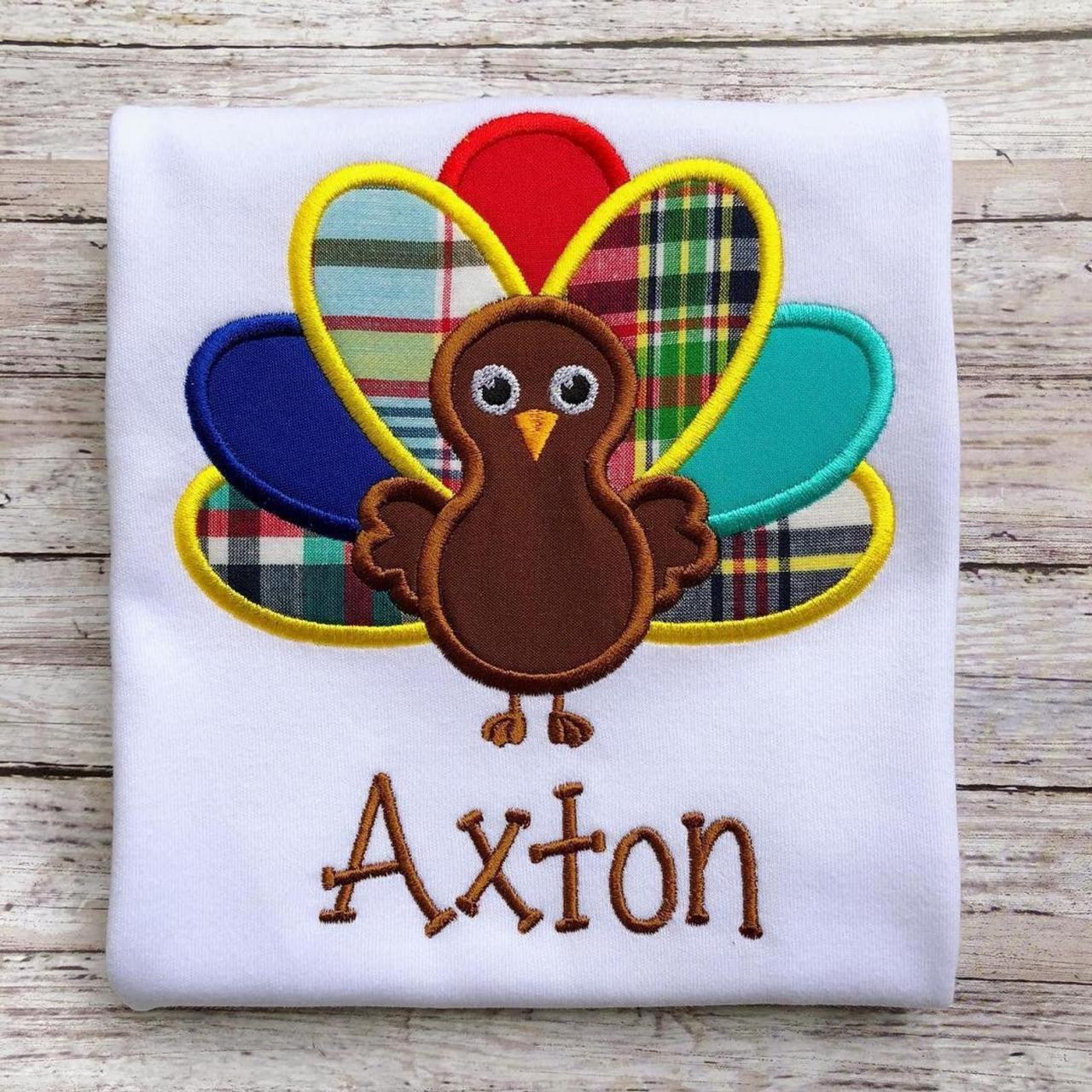 Turkey Shirt / Thanksgiving Turkey Shirt / Thanksgiving Shirt / Boys Turkey Shirt / Custom Embroidered Shirt / Boy Fall Shirt / Monogram