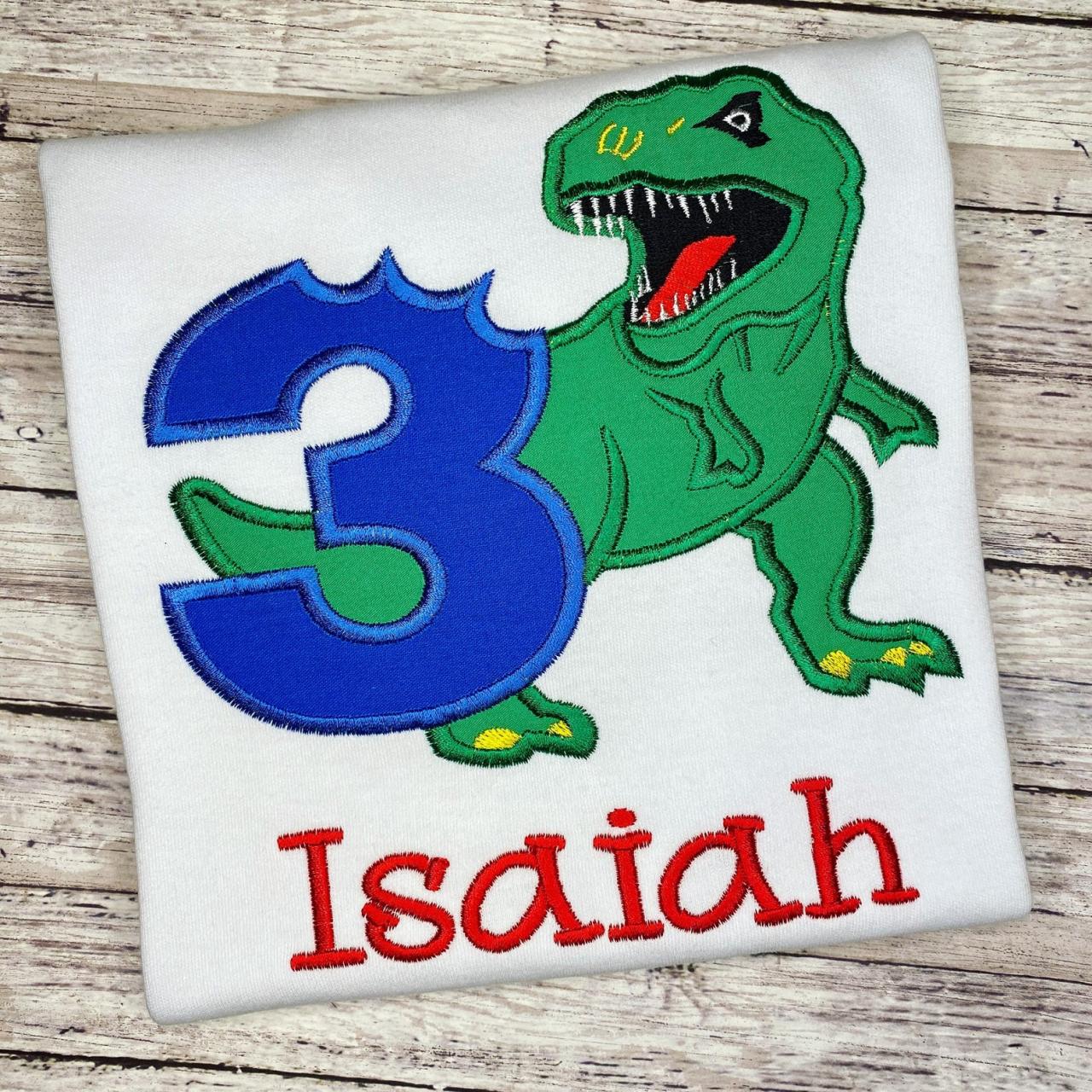 Dinosaur Birthday Shirt / T Rex Birthday Shirt / Embroidered Birthday Shirt / Prehistoric Birthday Shirt / Birthday Shirt / Monogram