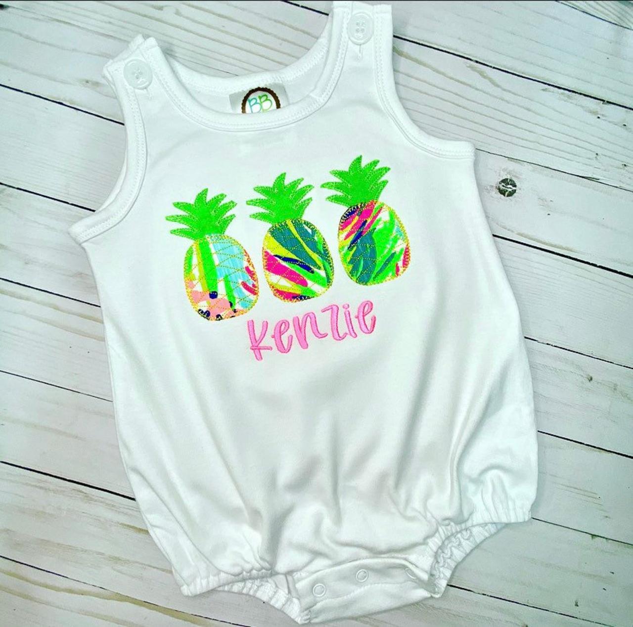 Girls Pineapple Bubble Romper / Lilly Inspired Sun Bubble / Girls Romper / Toddler Girls Romper / Summer Outfit / Summer Romper / Sun Bubble