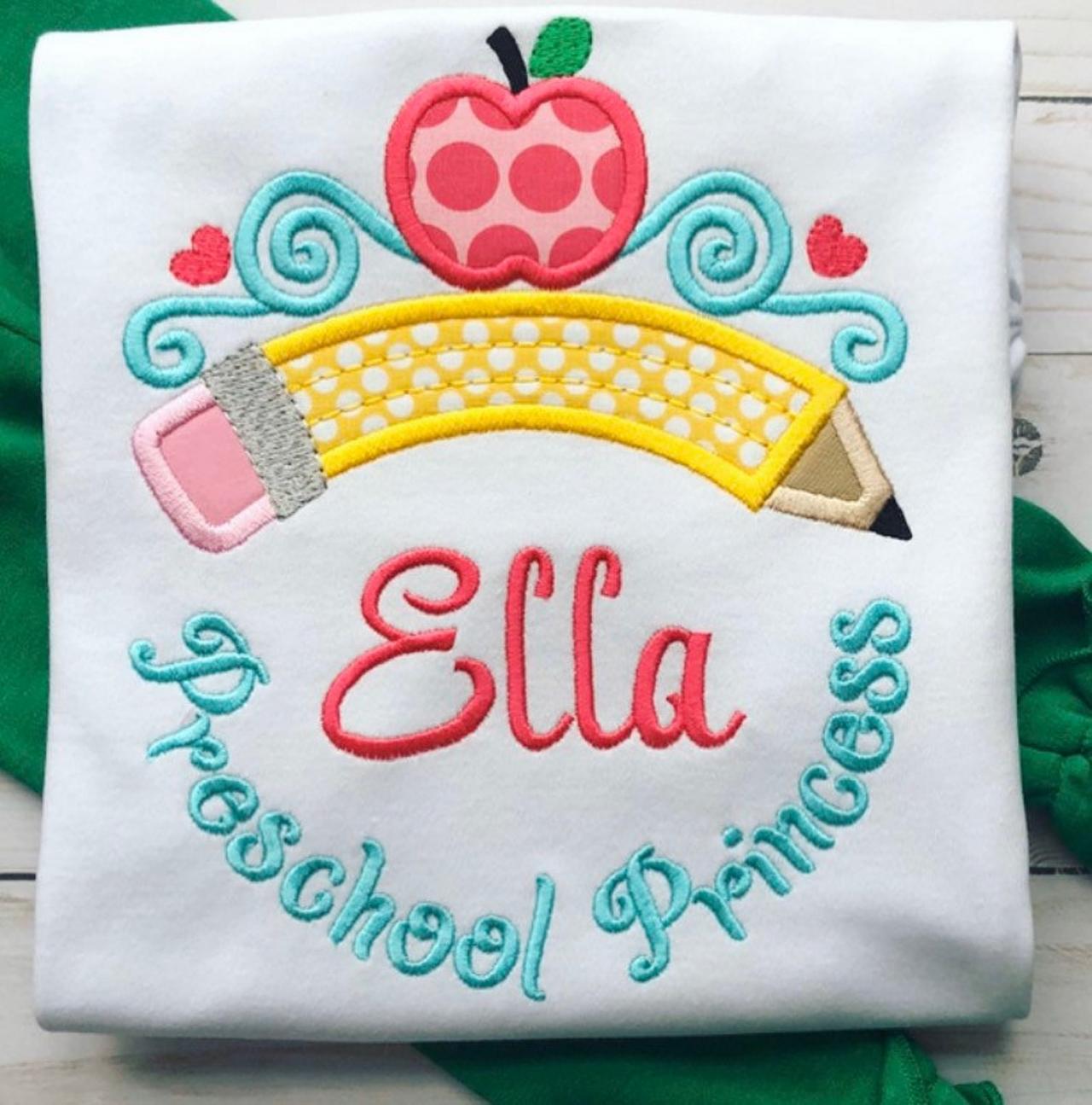 Preschool Princess Shirt / Embroidered School Shirt / Back To School Shirt / Custom Embroidered Shirt / School Shirt / Monogram