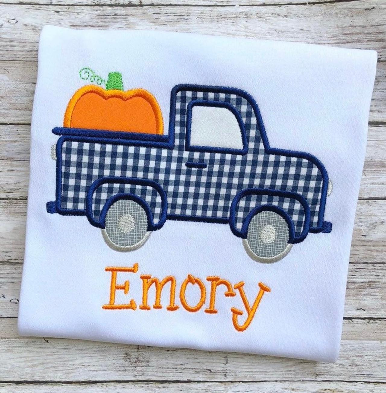 Pumpkin Truck Shirt / Fall Shirt /pumpkin Shirt / Truck Shirt / Custom Embroidered Shirt / Boy Fall Shirt / Monogram