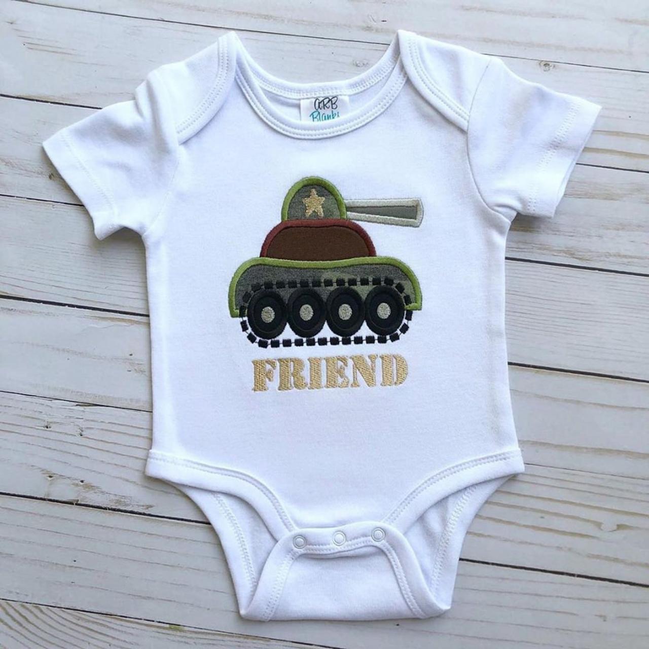 Army Tank Bodysuit / Army Tank Shirt / Personalized Army Shirt / Custom Embroidered Army Bodysuit / Newborn / Monogram