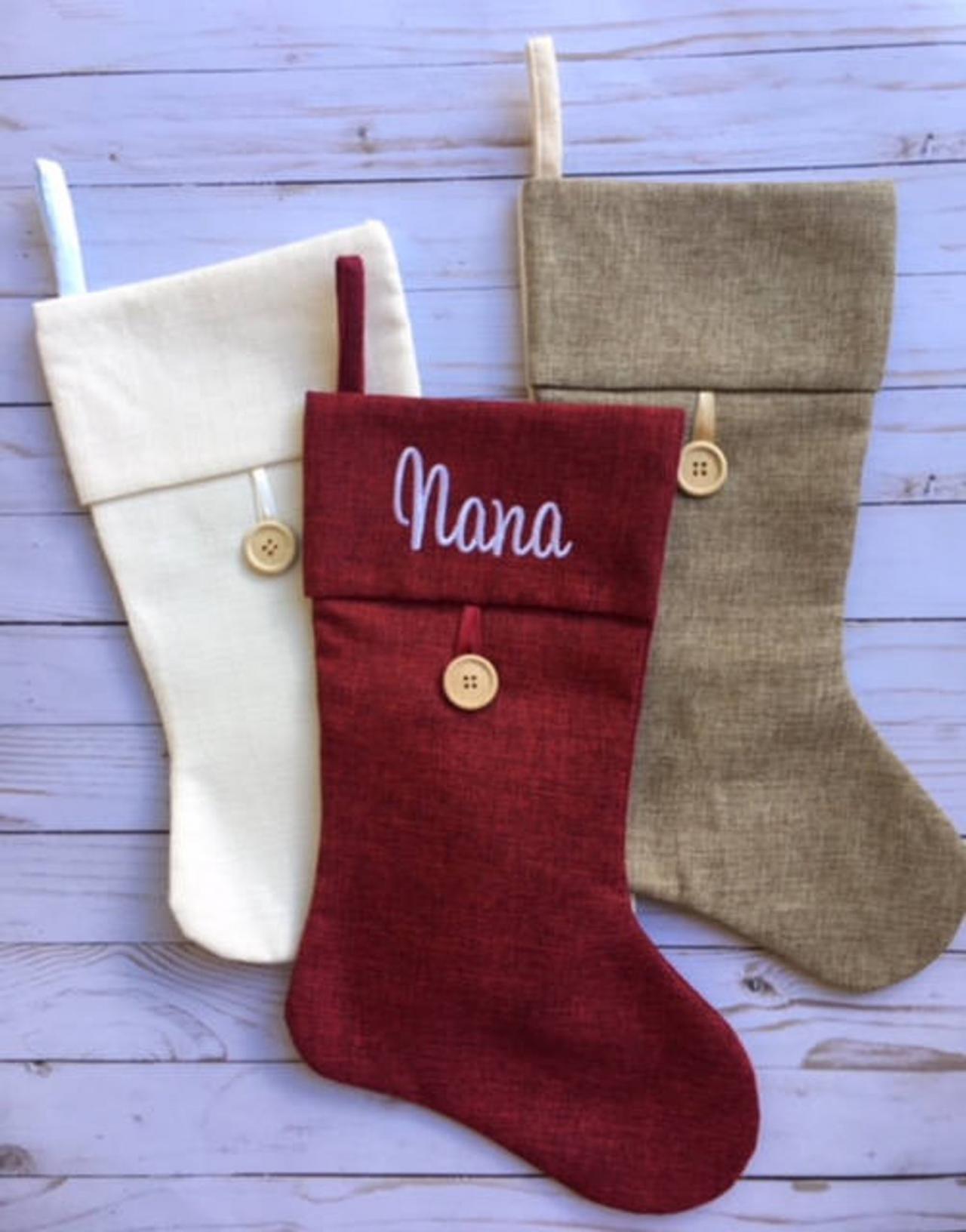 Personalized Christmas Stocking /embroidered Christmas Stockings / Monogrammed Stocking / Family Stockings / Burlap Stocking