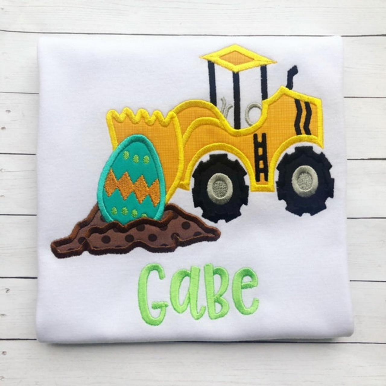 Easter Digger Shirt / Easter Shirt /easter Truck Shirt / Digger Shirt / Custom Embroidered Shirt / Boy Easter Shirt / Monogram