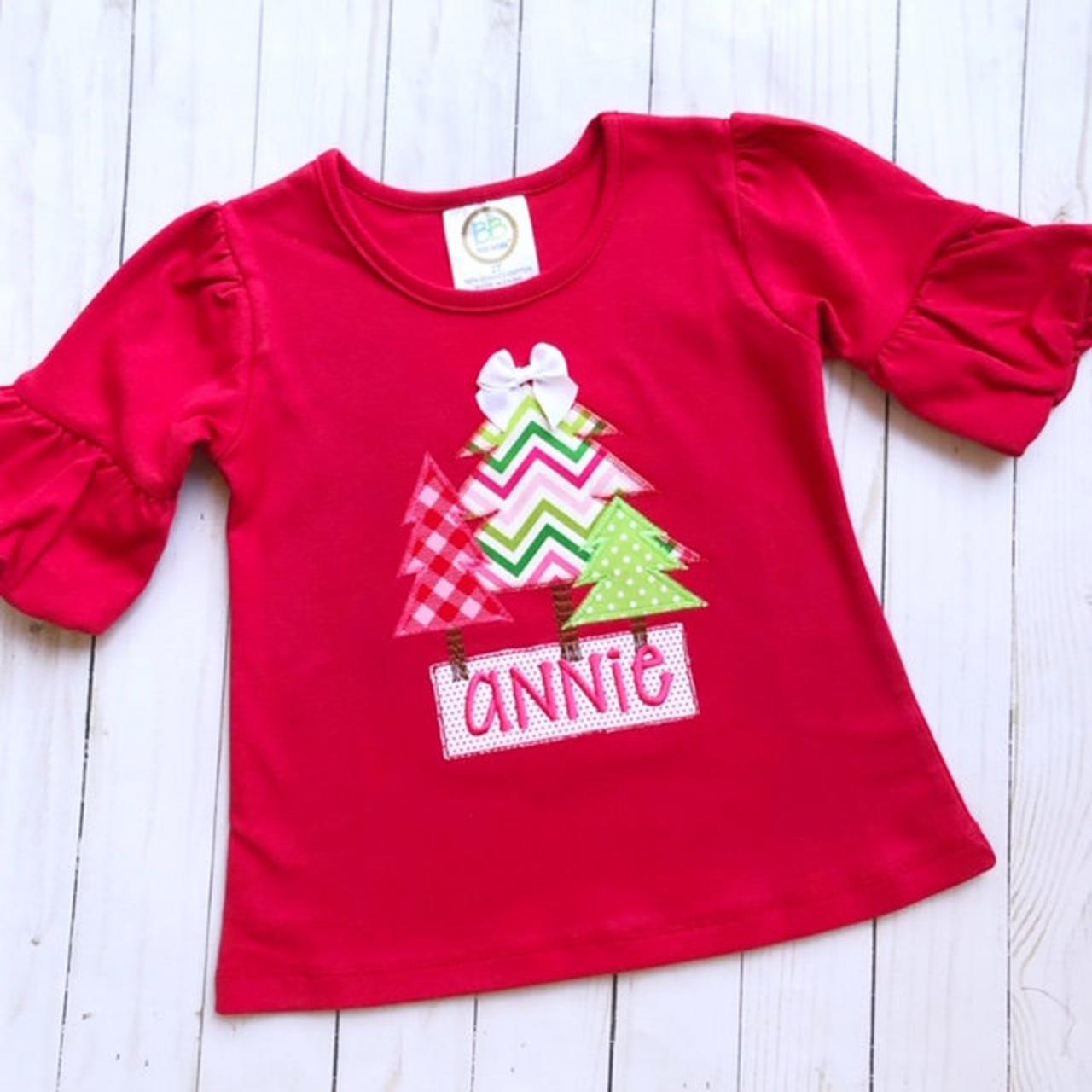 Christmas Tree Shirt / Christmas Tree Tunic / Embroidered Christmas Shirt / Custom Embroidered Shirt / Christmas Shirt / Monogram