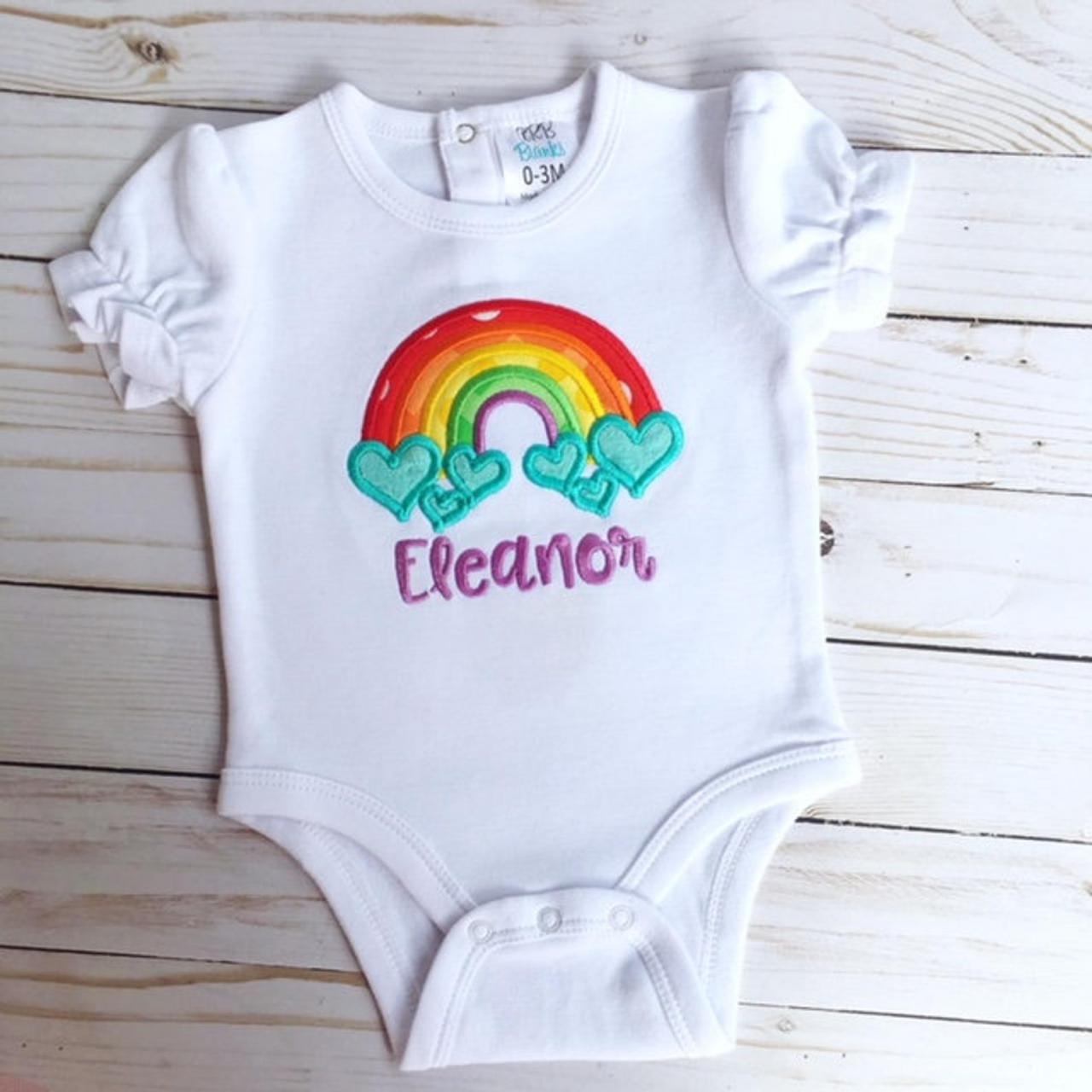Rainbow Bodysuit / Rainbow Baby Bodysuit / Rainbow Baby / Custom Embroidered Bodysuit / Newborn / Monogram